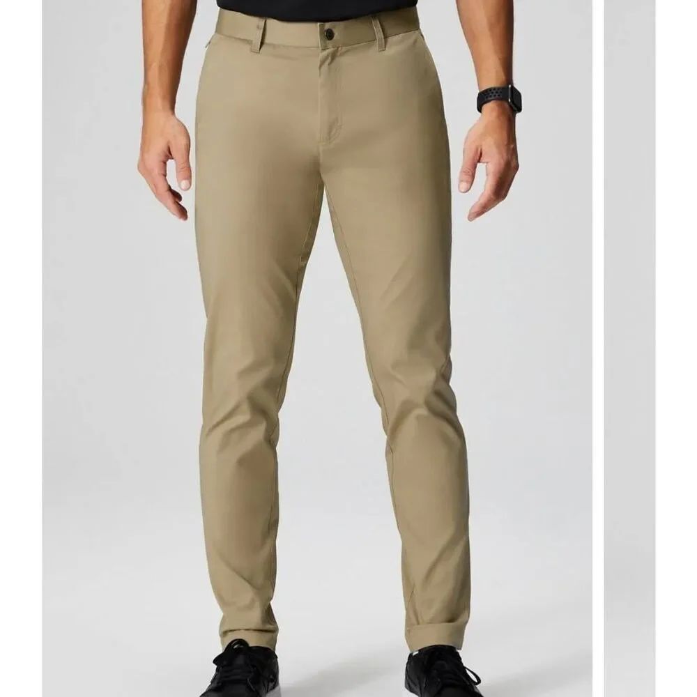 NWT Fabletics Pants Men's 31 x 30 Khaki The High Side Chino Slim Fit Work Golf
